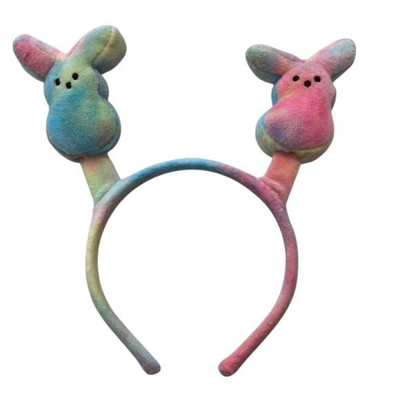 Plush Bunny Ear Headband With Tie-Dye Design For Kids Or Adults - Picture 1 of 2